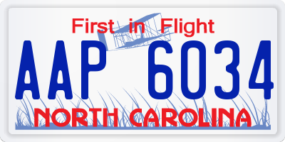 NC license plate AAP6034