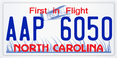 NC license plate AAP6050