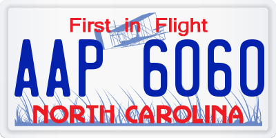 NC license plate AAP6060