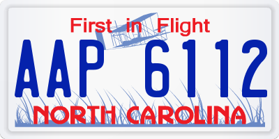 NC license plate AAP6112