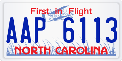 NC license plate AAP6113