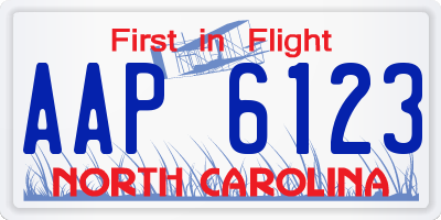 NC license plate AAP6123