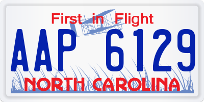NC license plate AAP6129