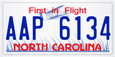NC license plate AAP6134