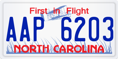 NC license plate AAP6203