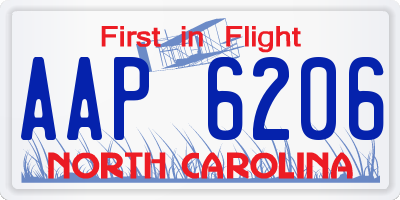 NC license plate AAP6206
