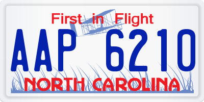 NC license plate AAP6210