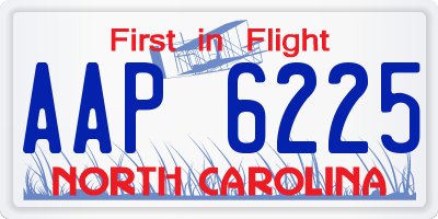 NC license plate AAP6225