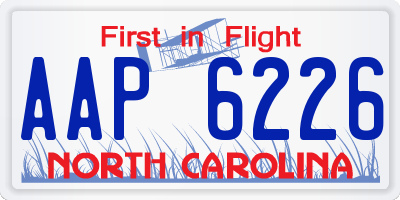NC license plate AAP6226
