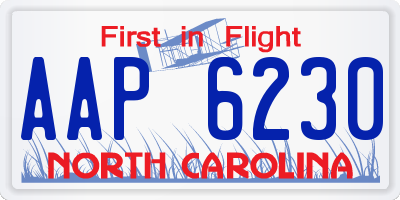 NC license plate AAP6230