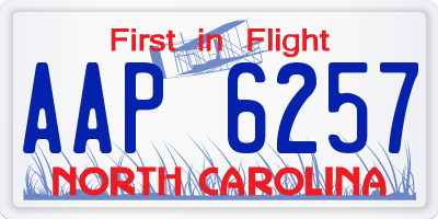 NC license plate AAP6257