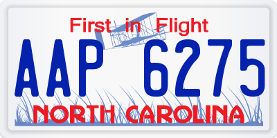 NC license plate AAP6275