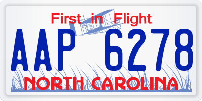 NC license plate AAP6278