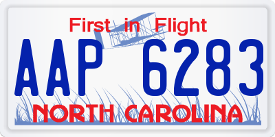 NC license plate AAP6283