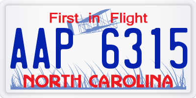 NC license plate AAP6315