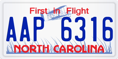NC license plate AAP6316