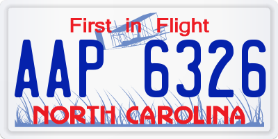 NC license plate AAP6326