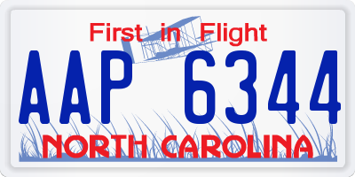NC license plate AAP6344