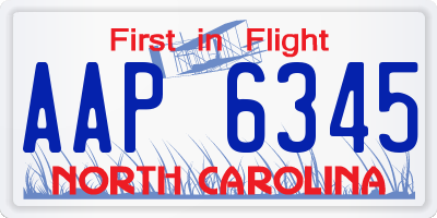 NC license plate AAP6345