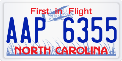 NC license plate AAP6355