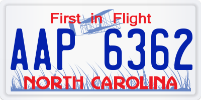 NC license plate AAP6362