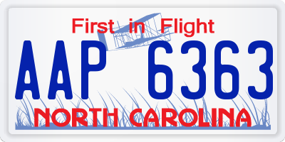 NC license plate AAP6363