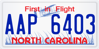NC license plate AAP6403