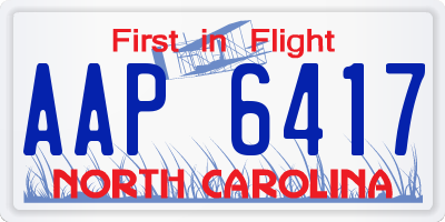 NC license plate AAP6417
