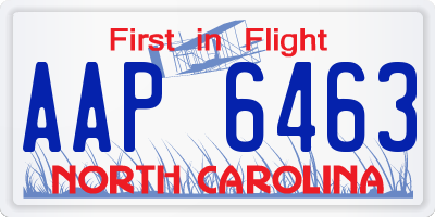 NC license plate AAP6463