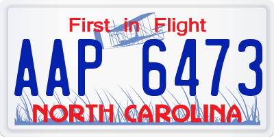 NC license plate AAP6473