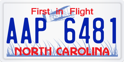 NC license plate AAP6481