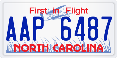 NC license plate AAP6487