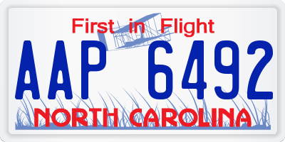 NC license plate AAP6492