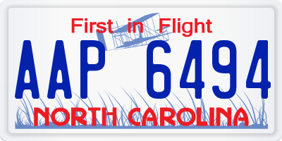 NC license plate AAP6494