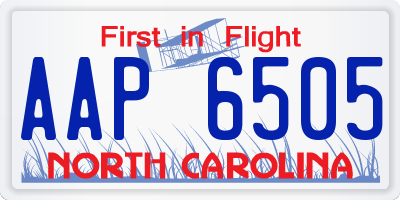 NC license plate AAP6505
