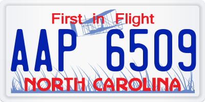 NC license plate AAP6509