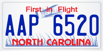 NC license plate AAP6520