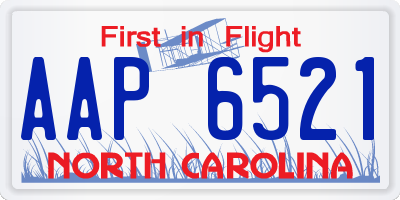 NC license plate AAP6521