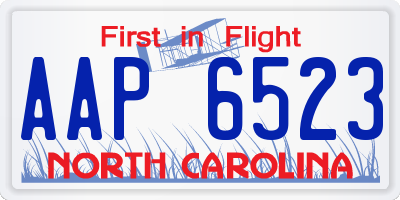 NC license plate AAP6523