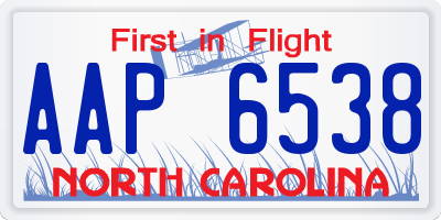 NC license plate AAP6538