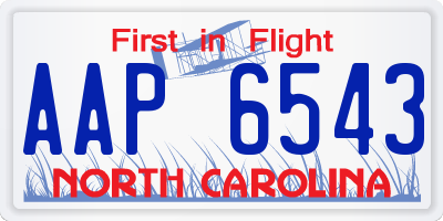 NC license plate AAP6543