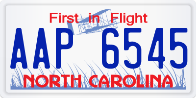 NC license plate AAP6545