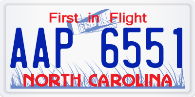 NC license plate AAP6551