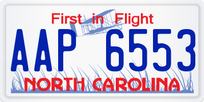 NC license plate AAP6553