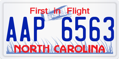 NC license plate AAP6563