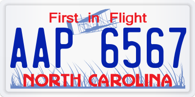 NC license plate AAP6567