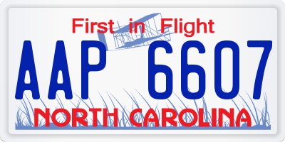 NC license plate AAP6607