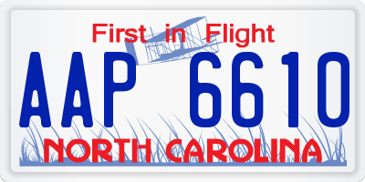 NC license plate AAP6610
