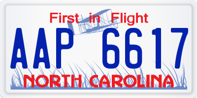 NC license plate AAP6617