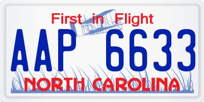 NC license plate AAP6633